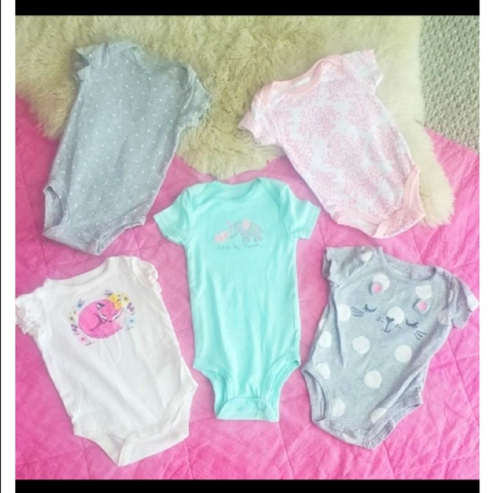 Mixed Lot 5 Onesies Bodysuits Shortsleeve 3-6M